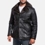 Furcliff Black Leather Coat - Image 2
