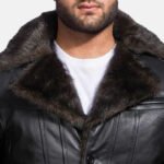 Furcliff Black Leather Coat - Image 5