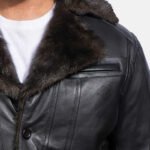 Furcliff Black Leather Coat - Image 4