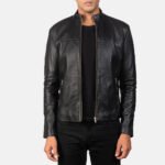 Adornica Black Leather Biker Jacket
