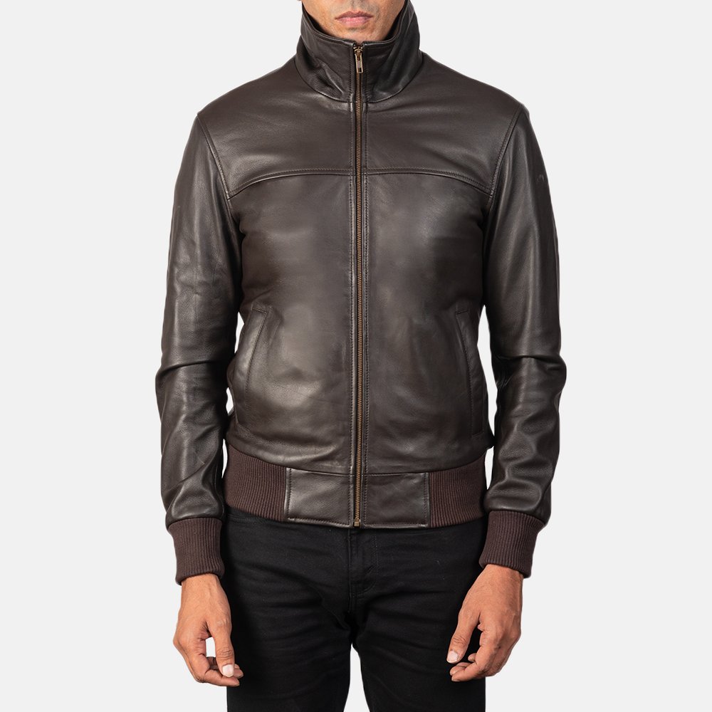 MensAirRolfBrownLeatherBomberJacket9-5-1568993398188.jpg Air Rolf Brown Leather Bomber Jacket - Image 1