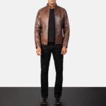 Alex Brown Leather Biker Jacket - Image 5