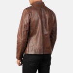 Alex Brown Leather Biker Jacket - Image 2