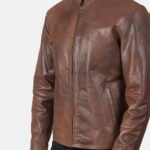 Alex Brown Leather Biker Jacket - Image 2
