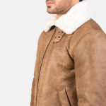 Francis B-3 Distressed Brown Leather Bomber Jacket - Image 4
