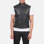 Roland Black Leather Biker Vest