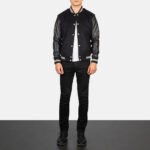 Vaxton Black Striped Hybrid Varsity Jacket - Image 3