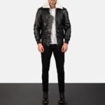Airin G-1 Black & White Leather Bomber Jacket - Image 3