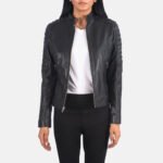 Adalyn Quilted Black Leather Biker Jacket - Image 5