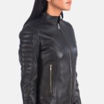 Adalyn Quilted Black Leather Biker Jacket - Image 2