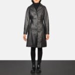 Hooded Leather Bomber Jacket - Image 7