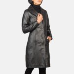 Hooded Leather Bomber Jacket - Image 5