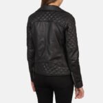 Carolyn Quilted Black Biker Jacket - Image 3