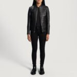 Cityscape Black Leather Biker Jacket - Image 2