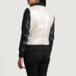 Cole Silver Leather Bomber Jacket - Image 4