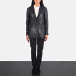 Marilyn Black Leather Blazer - Image 5