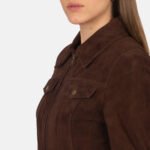 Suzy Mocha Suede Trucker Jacket - Image 4