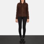 Suzy Mocha Suede Trucker Jacket - Image 5