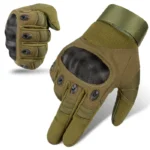 Shock Resistant Leather Biker Gloves - Image 3